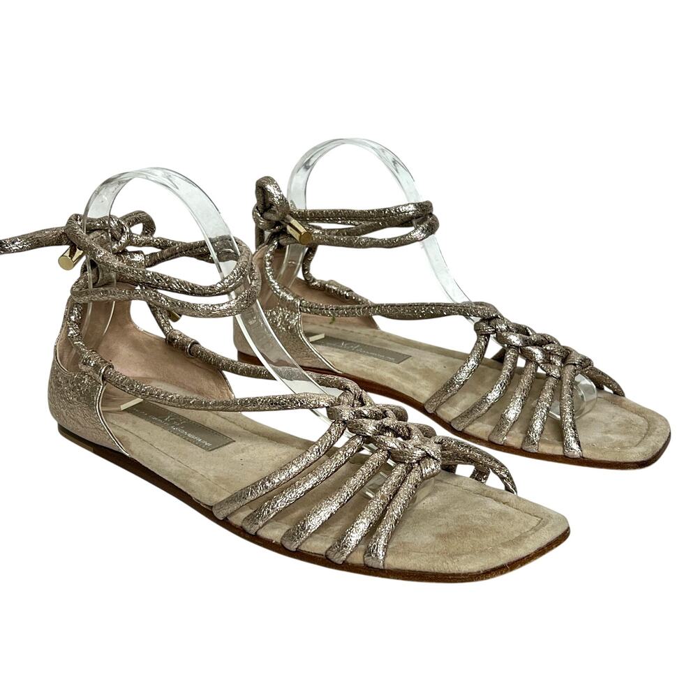 AGL Attilio Giusti Leombruni Metallic Gladiator Sandals Size 10 Gold Leather